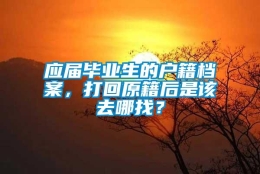 应届毕业生的户籍档案，打回原籍后是该去哪找？