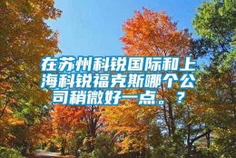 在苏州科锐国际和上海科锐福克斯哪个公司稍微好一点。？