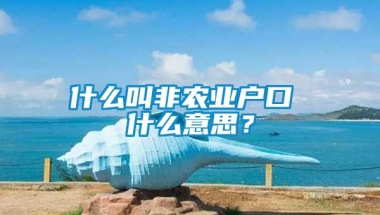 什么叫非农业户口 什么意思？