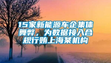 15家新能源车企集体舞弊，为数据接入合规行贿上海某机构