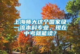 上海师大这个国家级一流本科专业，现在中考就能读？