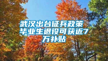 武汉出台征兵政策 毕业生退役可获近7万补贴