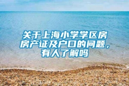 关于上海小学学区房房产证及户口的问题，有人了解吗