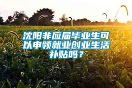 沈阳非应届毕业生可以申领就业创业生活补贴吗？