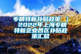 专精特新补贴政策 ｜ 2022年上海专精特新企业各区补贴政策汇总