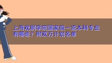 上海戏剧学院国家级一流本科专业有哪些？附双万计划名单