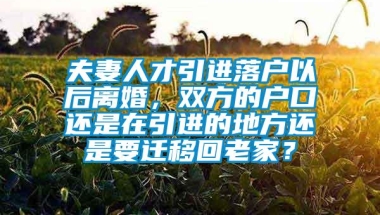 夫妻人才引进落户以后离婚，双方的户口还是在引进的地方还是要迁移回老家？