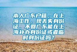 本人广东户籍，在上海工作，现丢失身份证，不回广东能在上海补办身份证或者临时身份证吗？