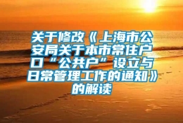 关于修改《上海市公安局关于本市常住户口“公共户”设立与日常管理工作的通知》的解读