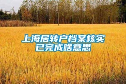 上海居转户档案核实已完成啥意思