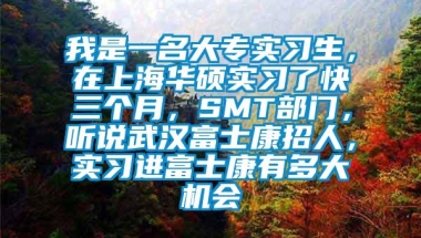 我是一名大专实习生，在上海华硕实习了快三个月，SMT部门，听说武汉富士康招人，实习进富士康有多大机会