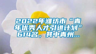 2022年潍坊市“青年优秀人才引进计划”614名，其中青州...