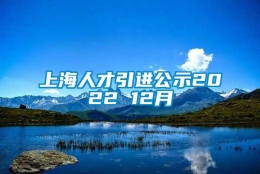 上海人才引进公示2022 12月