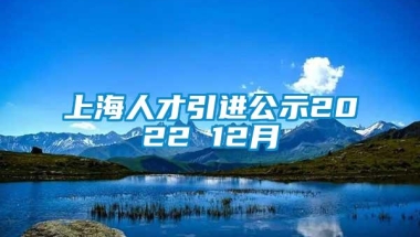 上海人才引进公示2022 12月