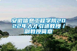 安徽信息工程学院2022年人才引进教授／副教授简章