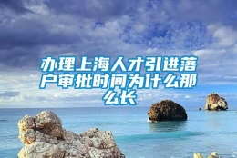 办理上海人才引进落户审批时间为什么那么长