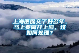 上海医保交了好多年，马上要离开上海，该如何处理？