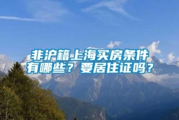 非沪籍上海买房条件有哪些？要居住证吗？