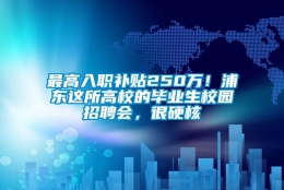 最高入职补贴250万！浦东这所高校的毕业生校园招聘会，很硬核