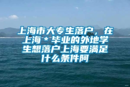 上海市大专生落户，在上海＊毕业的外地学生想落户上海要满足什么条件阿