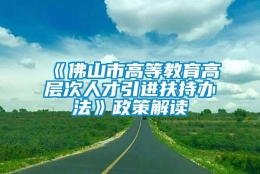 《佛山市高等教育高层次人才引进扶持办法》政策解读