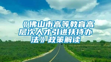 《佛山市高等教育高层次人才引进扶持办法》政策解读