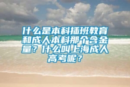 什么是本科插班教育和成人本科那个含金量？什么叫上海成人高考呢？