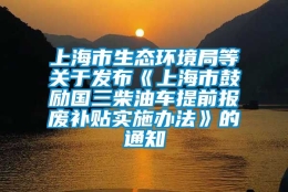 上海市生态环境局等关于发布《上海市鼓励国三柴油车提前报废补贴实施办法》的通知