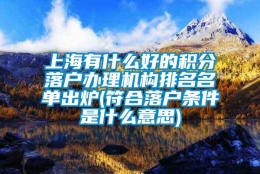 上海有什么好的积分落户办理机构排名名单出炉(符合落户条件是什么意思)