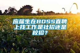 应届生在BOSS直聘上找工作是社招还是校招？