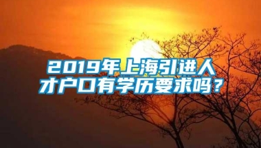 2019年上海引进人才户口有学历要求吗？