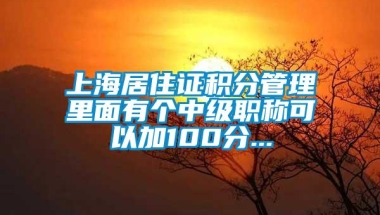 上海居住证积分管理里面有个中级职称可以加100分...