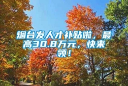 烟台发人才补贴啦，最高30.8万元，快来领！