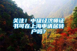 关注！中级经济师证书可在上海申请居转户吗？