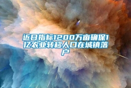 近日指标1200万亩确保1亿农业转移人口在城镇落户