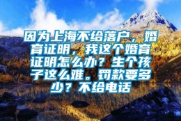 因为上海不给落户，婚育证明，我这个婚育证明怎么办？生个孩子这么难。罚款要多少？不给电话