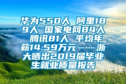 华为550人 阿里189人 国家电网84人 腾讯81人 平均年薪14.59万元……浙大晒出2019届毕业生就业质量报告