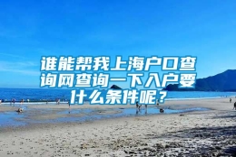 谁能帮我上海户口查询网查询一下入户要什么条件呢？