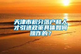 天津市积分落户和人才引进政策具体如何操作的？