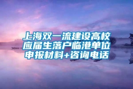 上海双一流建设高校应届生落户临港单位申报材料+咨询电话