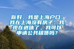 你好，我是上海户口。我在上海没有房子。我现在退休了。我可以申请公共租赁吗？