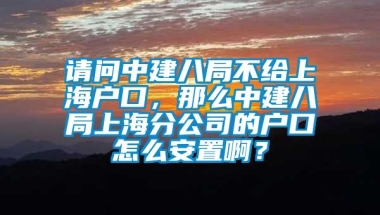 请问中建八局不给上海户口，那么中建八局上海分公司的户口怎么安置啊？