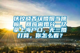 伏玟晓否认婚姻当跳板，回应离婚分一亿拿上海户口，无三婚打算，你怎么看？