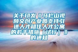 关于印发《马栏山视频文创产业园支持引进人才租住人才公寓的若干措施（试行）》的通知