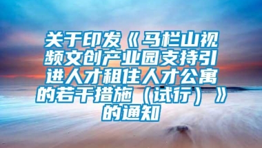 关于印发《马栏山视频文创产业园支持引进人才租住人才公寓的若干措施（试行）》的通知