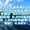 留学生专属优惠价 605,000起新车建议零售价 605,000起定金 6,050起月付 1,631起年利率（单利）4.88%