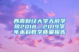 西南财经大学天府学院2018—2019学年本科教学质量报告