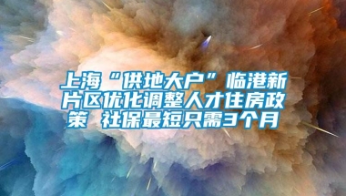 上海“供地大户”临港新片区优化调整人才住房政策 社保最短只需3个月