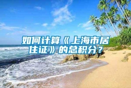 如何计算《上海市居住证》的总积分？