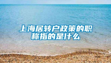 上海居转户政策的职称指的是什么